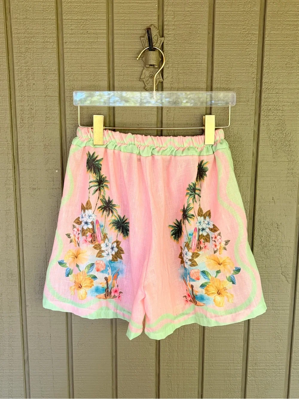 KiWi Saint-Tropez Linen Shirt Shorts Matching Resort Set M